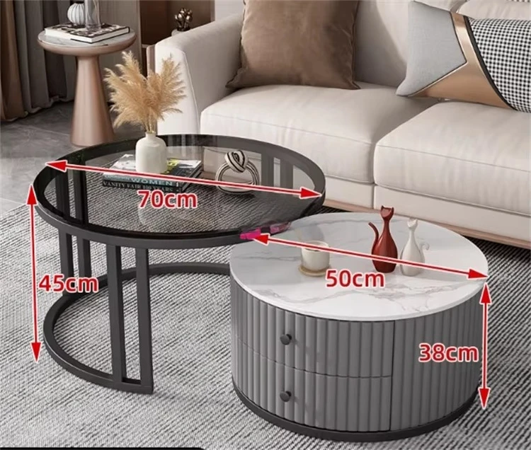 Creative and Unique Design Italian Style Modern Luxury Round Glass Coffee Table Living Room Tea Table
