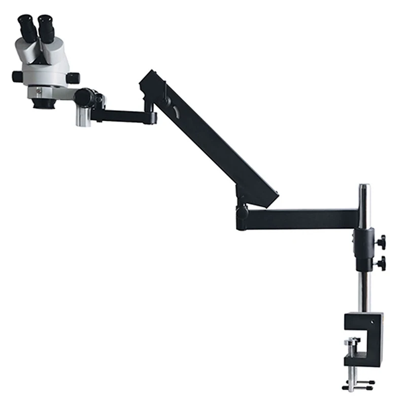 Albenth 0.7X-4.5X Trinocular Boom Stand Stereo Microscope Articulating Arm Stand With C-Clamp