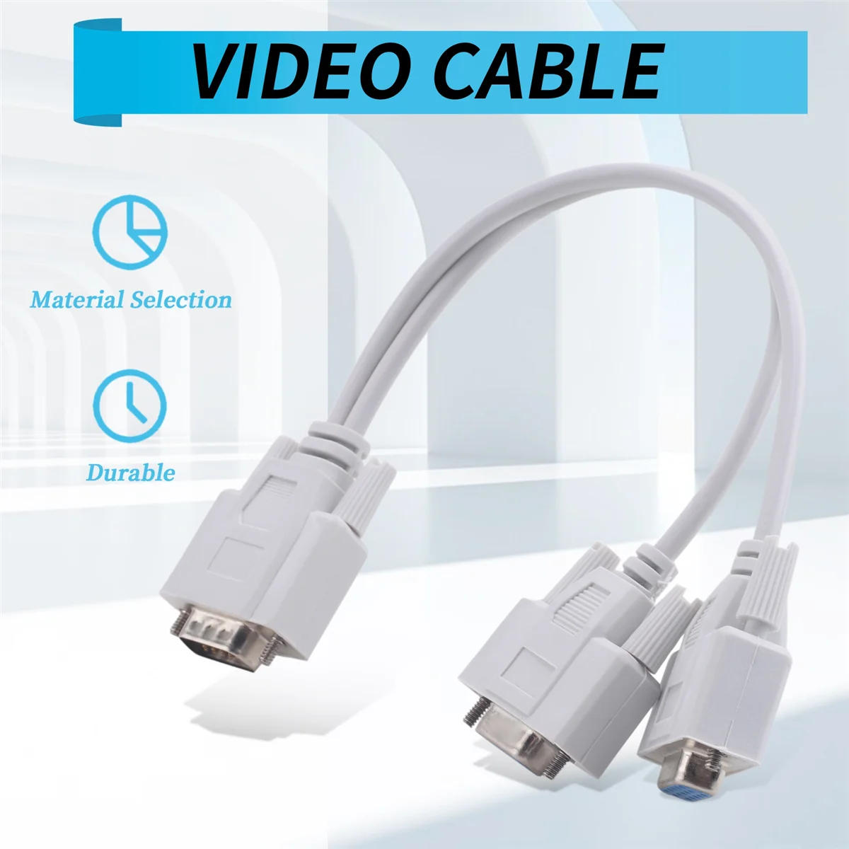 NEW 1 PC to 2 MONITORS SPLITTER CABLE FOR VGA VIDEO_N34R