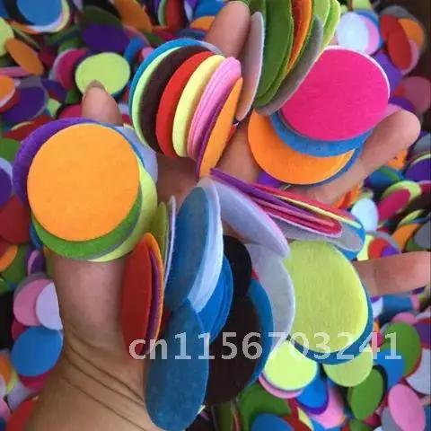 Colorful Round Felt NonWoven Cotton Fabric Sewing Accessory Handmade Pet Doll Scrapbook Home Wall Sticker 200pc 1.5/2.5/3cm Cra