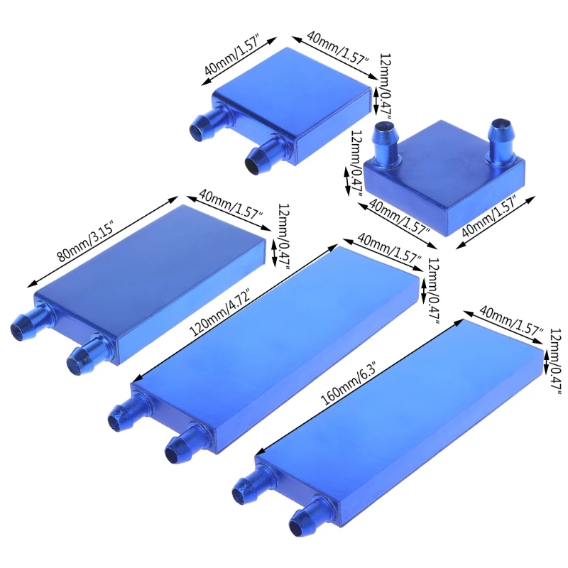 Aluminium Water Koelblok Liquid Water Cooler Koellichaam Systeem Voor Pc Computer Radiator Endotherme Hoofd Blauw