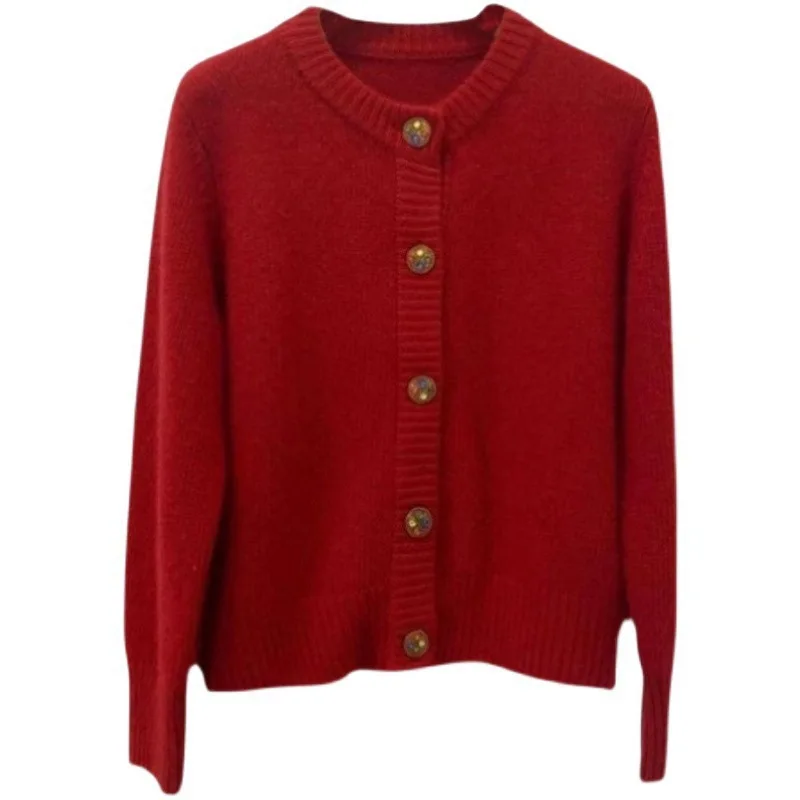 

Женский осенне-зимний кардиган из 100% шерсти, утепленный свитер, однотонное свободное пальто больших размеров, шерстяной трикотаж