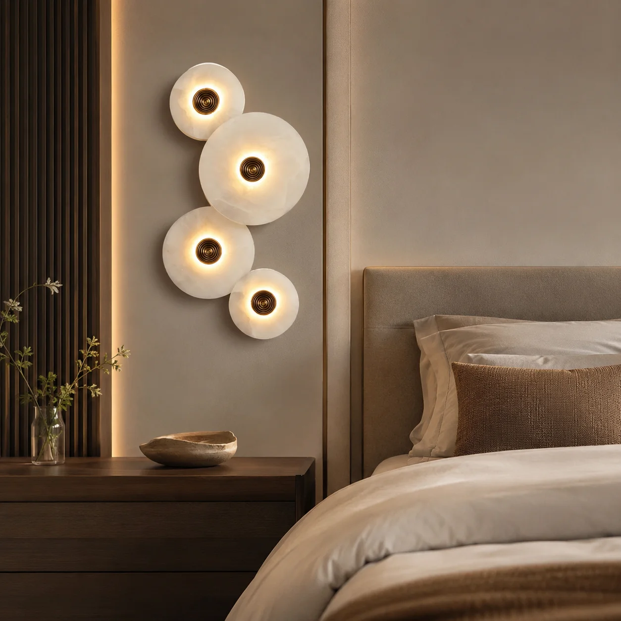 Indoor alabaster wall lamp overlapping disc modern marble LED lamp living room hallway bedroom bedside decoration