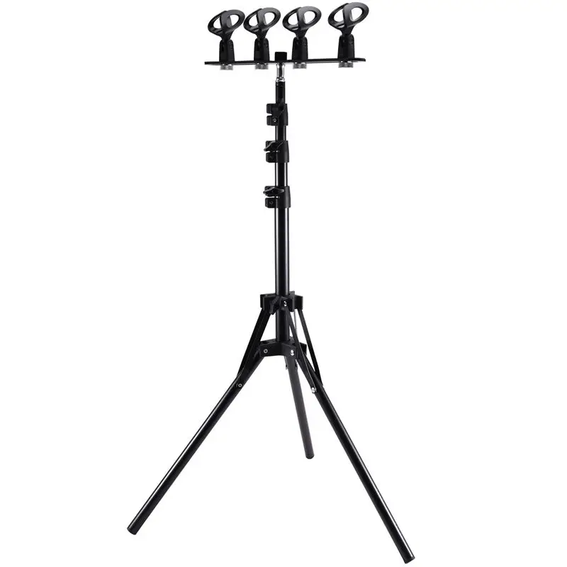 ELECT-Bar Microphone Clip Stand With Mic Holder Base For Live Streaming Recording 4 Camera Positions + 4 Microphone Clips+Floor