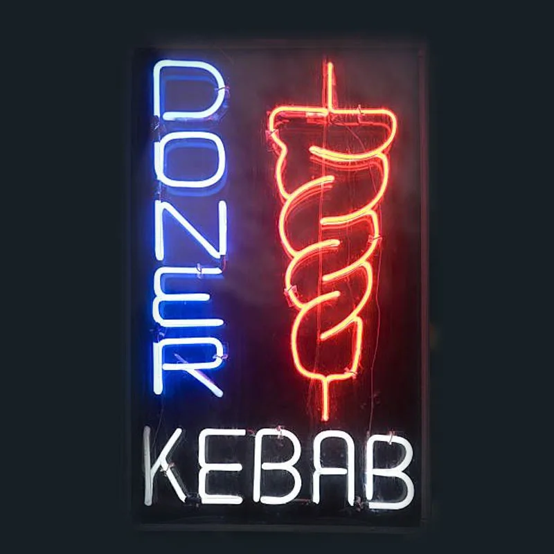 Neon Sign Doner Kebabs Shop Sign Glass Neon Bulbs Sign Room Decor Neon Lights Sign lamps Decor On the Wall Kawaii Window Decor