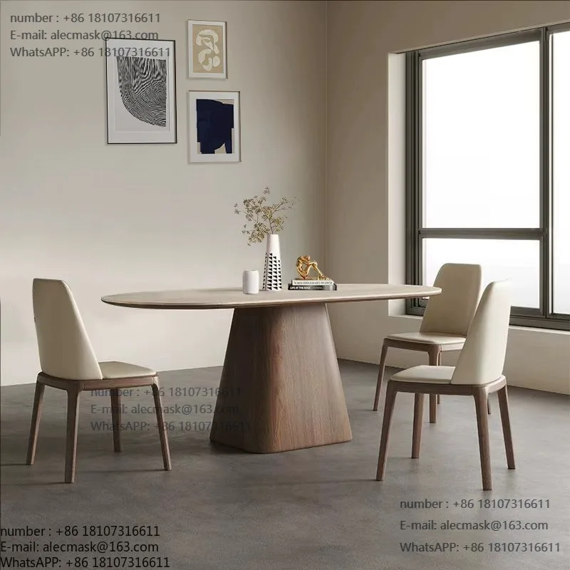 

Rock slab dining table and chair combination modern simple household small apartment restaurant retro style rectangular solid wo