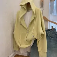 Otelis Yellow Embroidery Letter Loose-Fit Hooded Sweatshirt Women's Autumn Jacket Versatile Easy-Wear Hooded Top For All Seasons