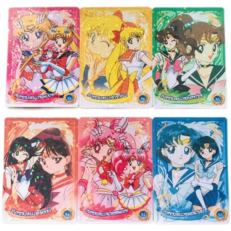 6Pcs/set Sailor Moon Neptune Tsukino Usagi Classic Flash Cards Self Made Anime Game Characters Classic Collection Cards Diy Gift