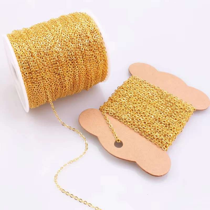 18K Gold PVD-beschichtete Edelstahl-Kuba-O-Ripple-Kette, DIY-Metallzubehör für Halskettenherstellung, Großhandel 5M/Los – Detail 6