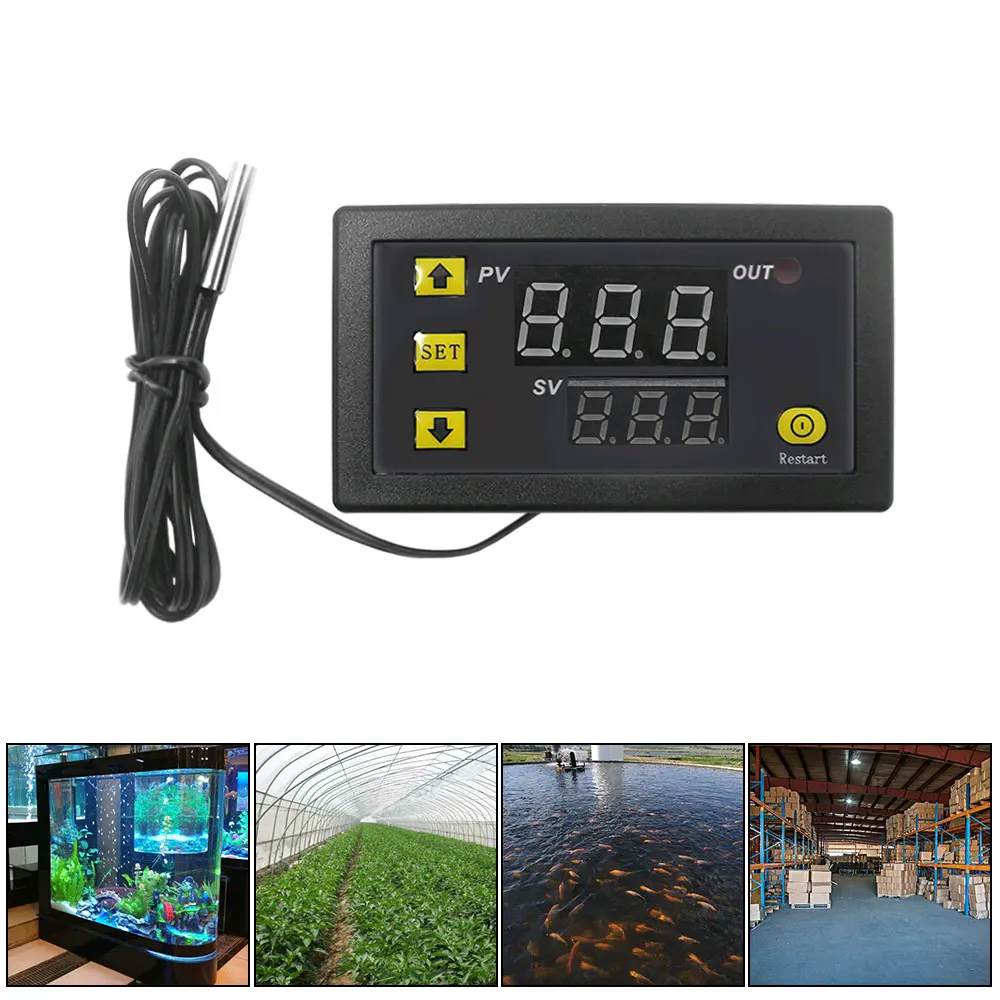 

1W3230 Mini Digital Temperature Controller 12V 24V 220V Thermostat Regulator Heating Cooling Control Thermoregulator With Sensor