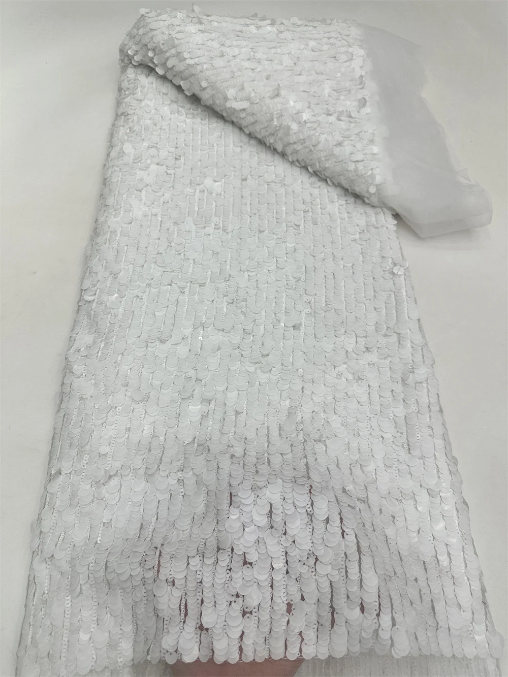 

Nigerian Luxury Sequins Net Lace Fabric 2024 High Quality African Tulle Lace Fabric French For Women Wedding Party Dress White