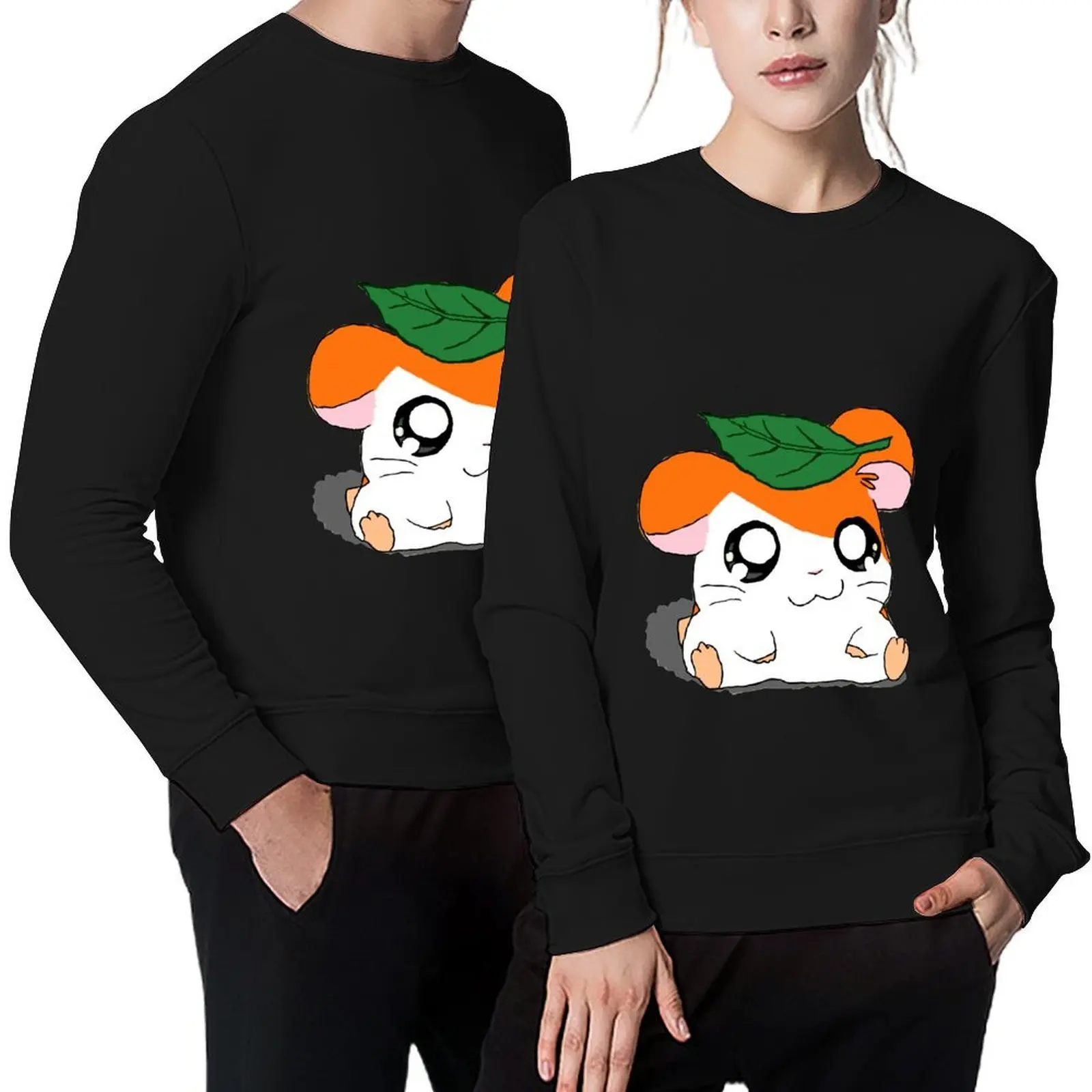 

Hamtaro with Leaf Pullover men's coat korean style clothes men wear winter clothes oversize sweatshirt