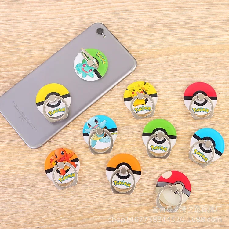 Cartoon Pokemons Pikachus Figure Mobile Phone Holder Anime Creative Cell Ring Holders Buckle Mold-free Smartphone Accessory Gift