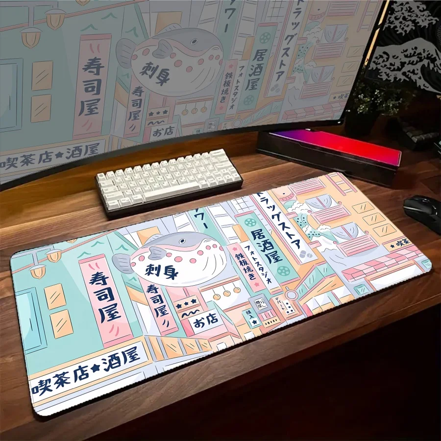 

XXL Mouse Pad Anime Cute Food Design Desk accessories Gamer PC Gaming Mats Non-slip Carpet Computer Desk Mats 90x40 Mousepad