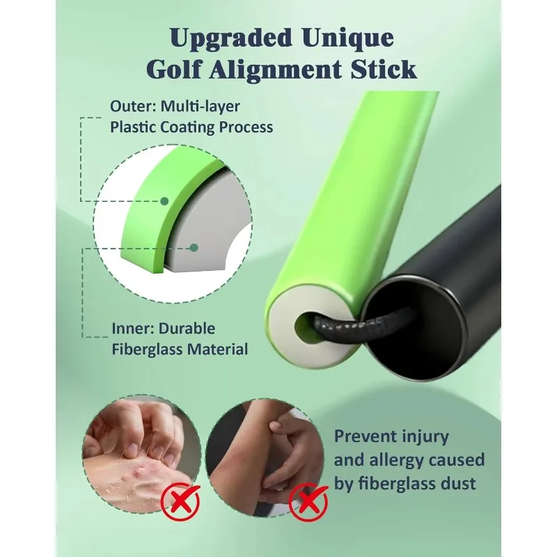 Golf Aligners 2-Pack 49 Foldable Plastic Rubber Grip, Right Hand S Flex Indoor Swing Trainer, Posture Correction