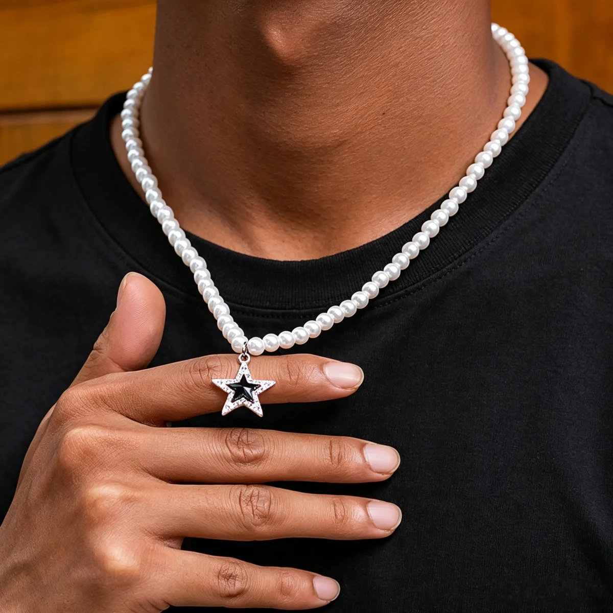 Schlichtes Design, zylindrische Form, Anhänger-Halskette, Retro-Stil für Männer, goldfarbene Edelstahl-Schlangenkette, Schmuck, Hip-Hop-Accessoires – Detail 4