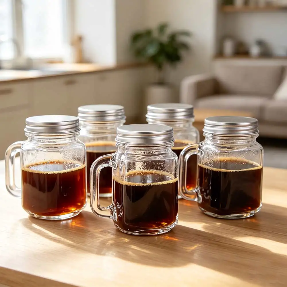 5Pcs Storage Tank 35ml Mini Mason Jar Portable Cute Sealed Glass Bottle Sub-Bottling Leakproof Coffee Concentrate Bottle Milk