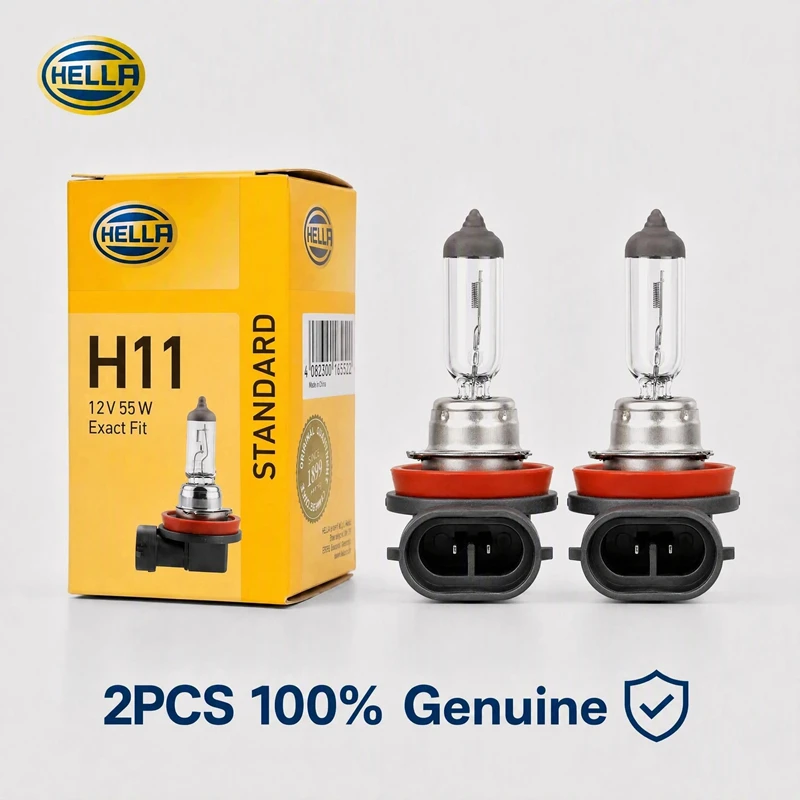 Hella H11 12V 55W PGJ19-2 Standard Car Headlight Halogen Auto Lamp Original High Low Beam ECE Genuine 12362