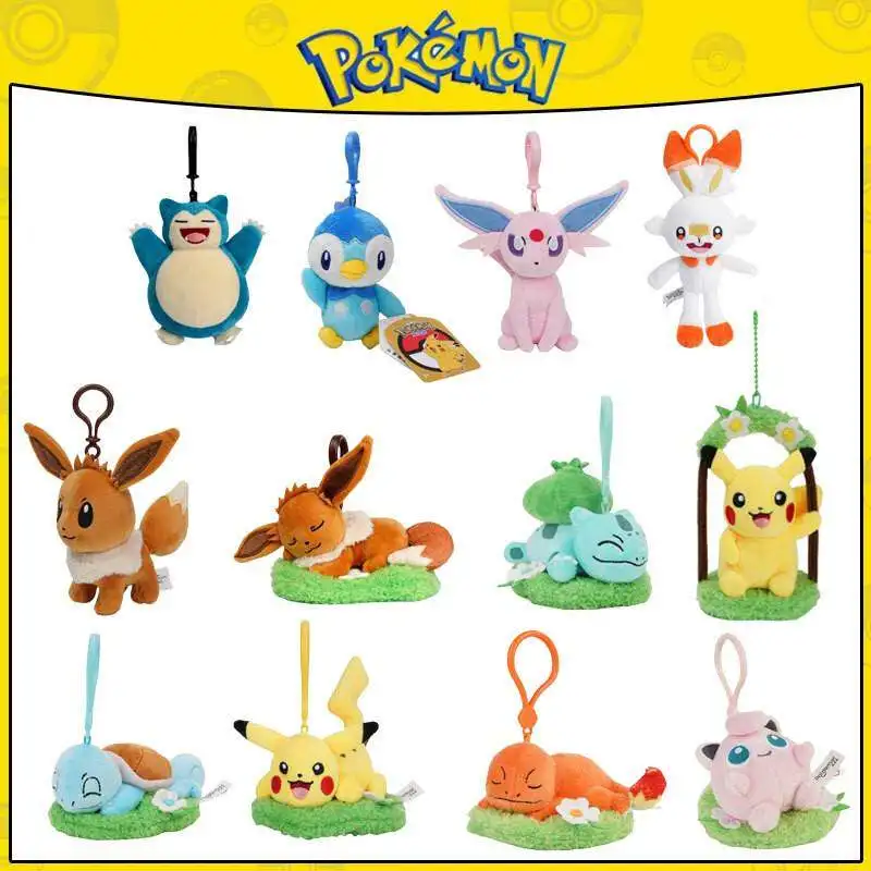 Echtes Original Pokemon Jigglypuff Quaxly Mew Stuff Plüschtier Schlüsselanhänger Schlüsselring Tier Kawaii Anhänger Puppe Geburtstagsgeschenk für Kinder
