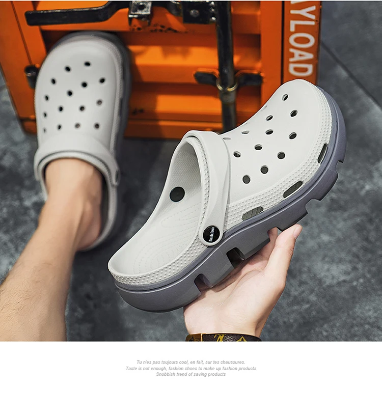 Men EVA Clogs Breathable Hole Sandals Lightweight Non‑Slip Soft Sole Summer Casual Slippers For Outdoor Street Beach Garden Shoe