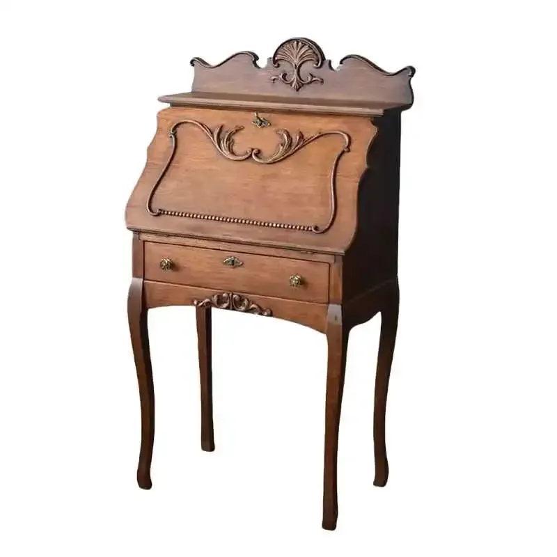 

ld14French Retro Solid Wood Dressing Table/American Vintage Carved Writing Desk