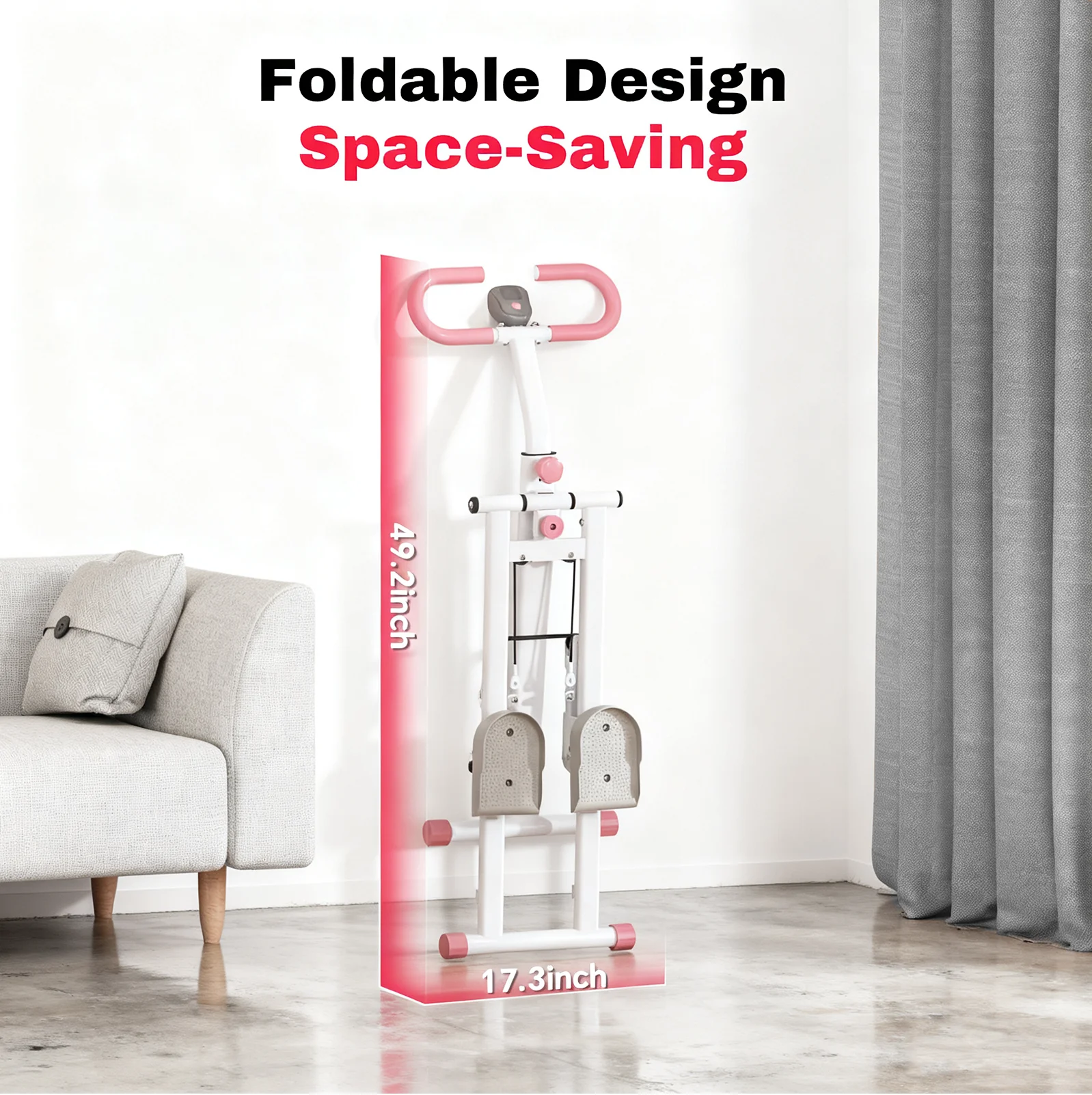 

Pink Stair Climber Folding Cardio Exercise Stepper Stairmaster for Home Gym