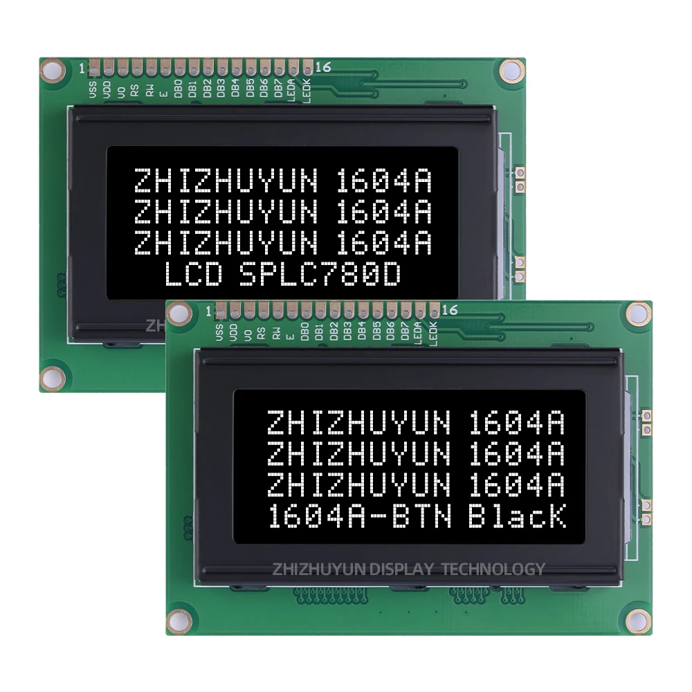 LCD/LCM Display Screen 1604A LCD Display Module BTN Black Film Red Font 16*2 Character LCD Screen