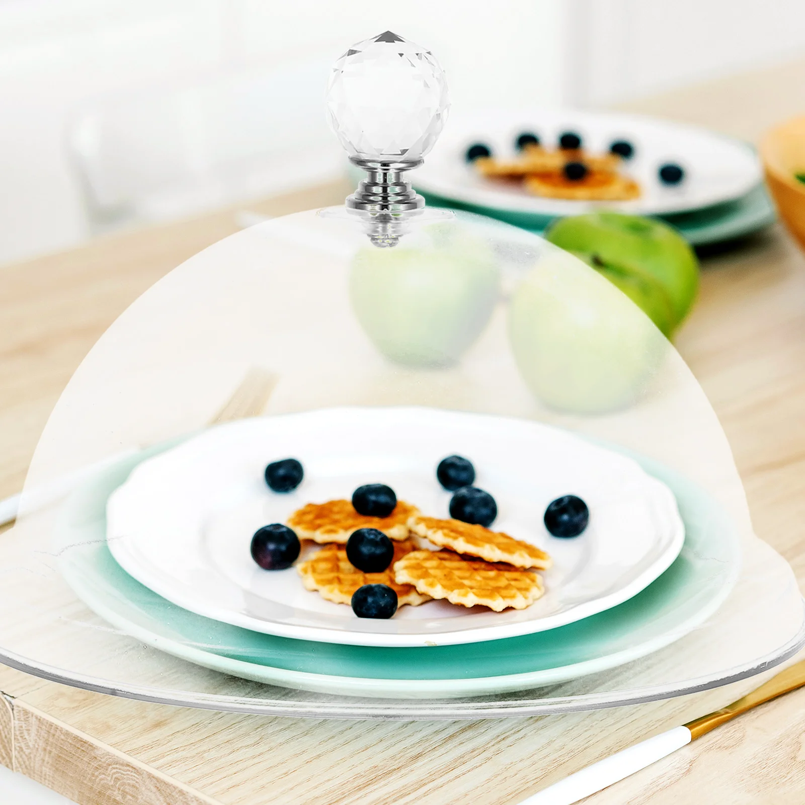 

21cm Transparent Round Plate Cake Dome Lid Food Covers Reusable Plastic Kitchen Protective Covers Fruit Dish Plate