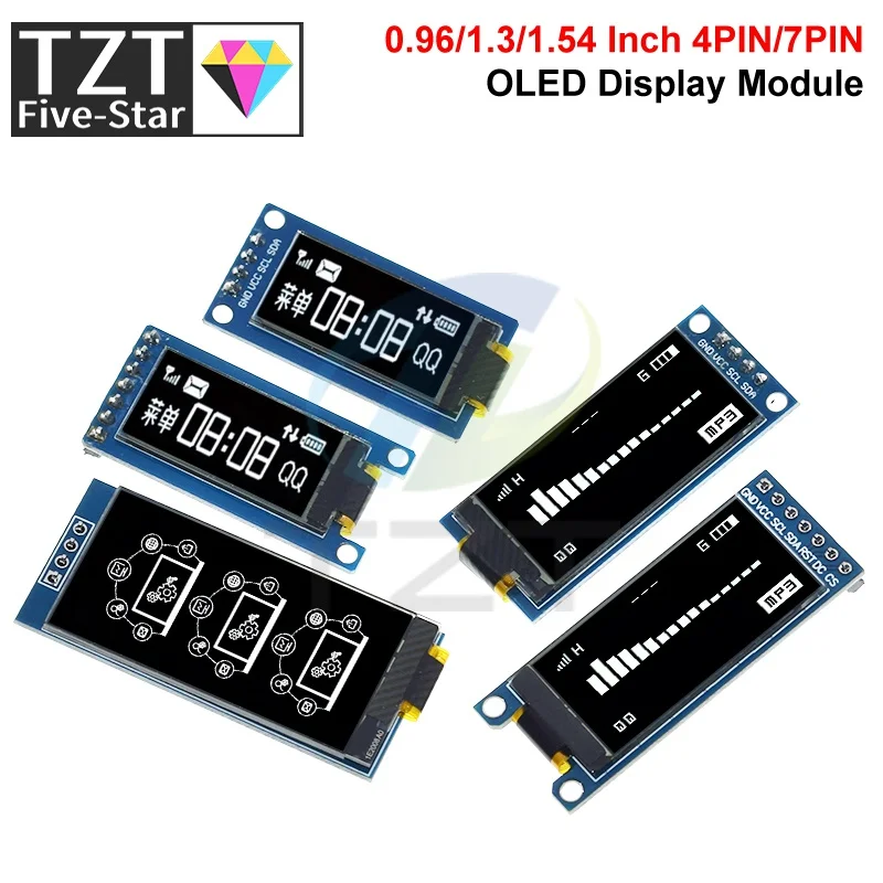 

TZT 0.96 / 1.3 / 1.54 Inch OLED Display 64×128 LCD Module SH1107 SSD1312 SSD1317 4PIN 7PIN LCD 1.3 "OLED Vertical Screen Module
