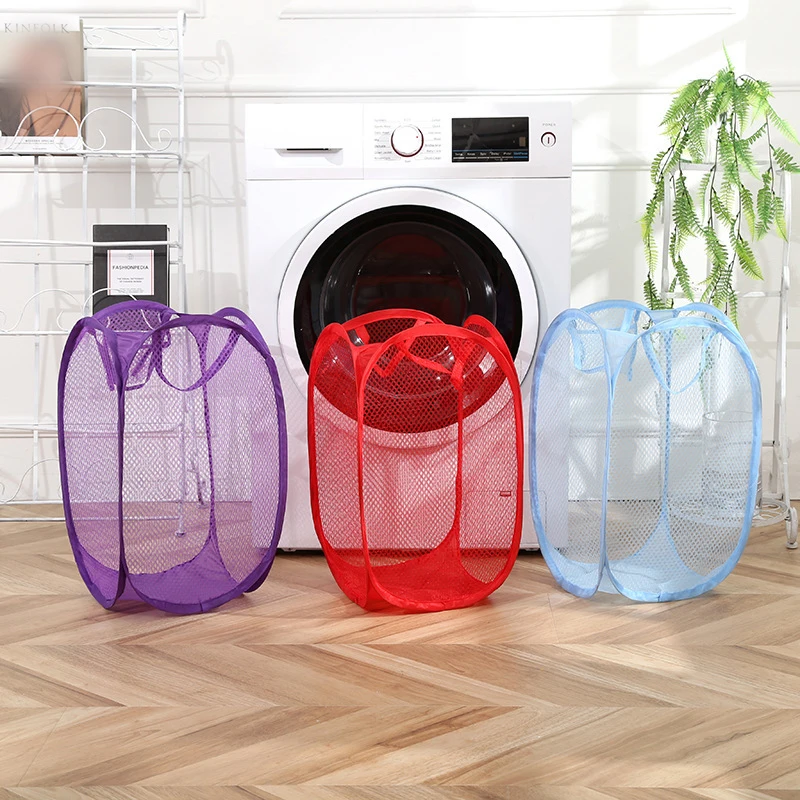 Mesh Foldable Dirty Clothes Basket, Monochrome Minimalist Dirty Clothes Basket, Household Bathroom Laundry Basket