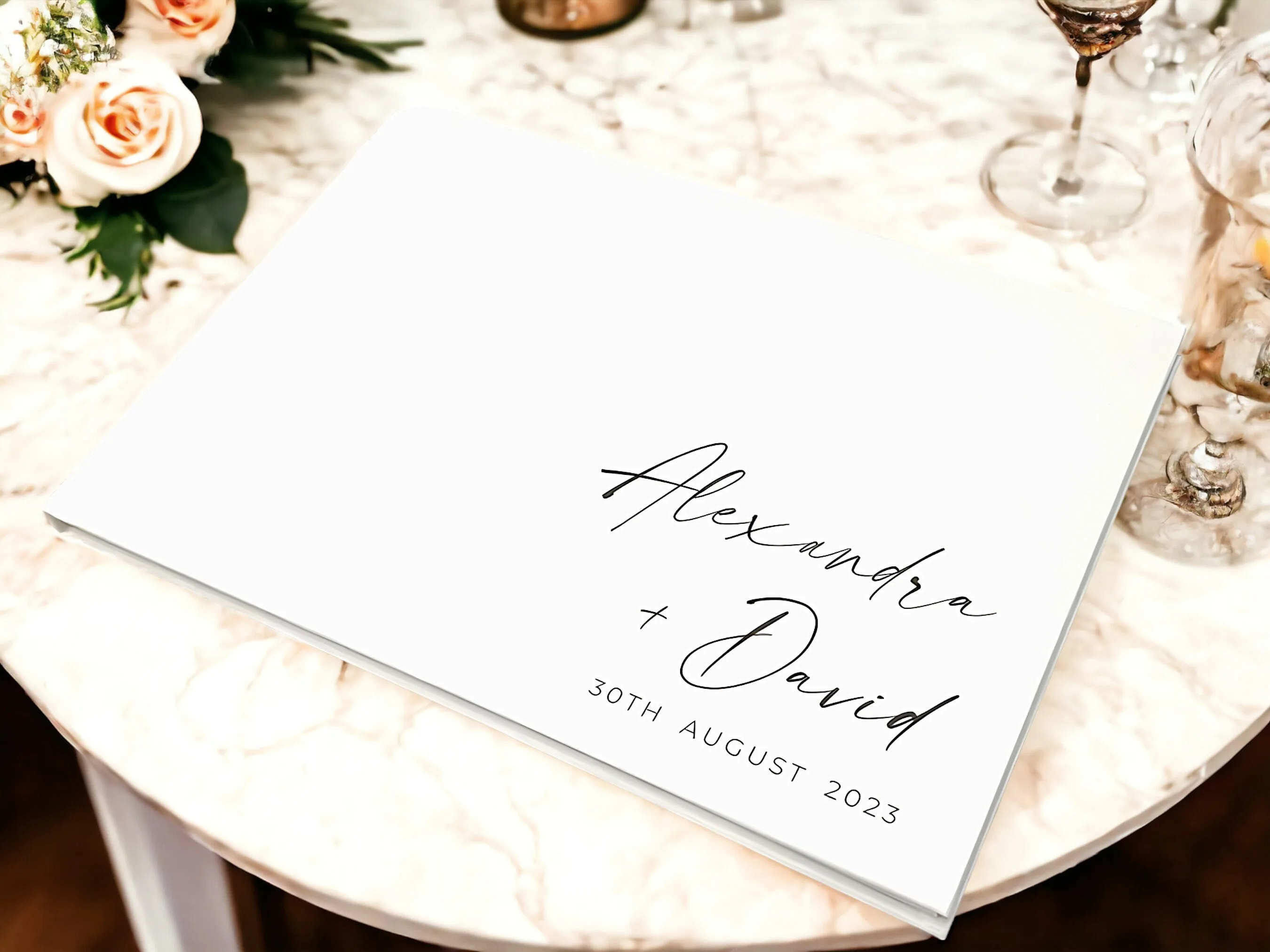 Personalized White Wedding Guest Book Engagement Photo Album Perfect Wedding Gift for Her Memory Scrapbook Wedding Keepsake Gift