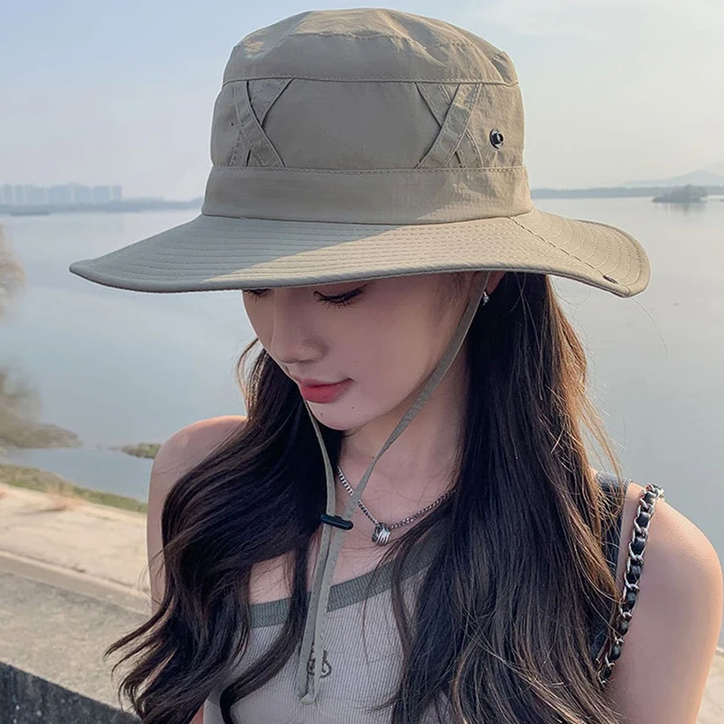 100% 나일론 봄/여름 큰 처마 통기성 양산 어부 모자 남성용 선 스크린 태양 모자 낚시 모자