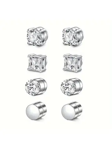 Set of man's magnetic earrings without punching ear clips,stainless steel personalized punk style women's ear studs
