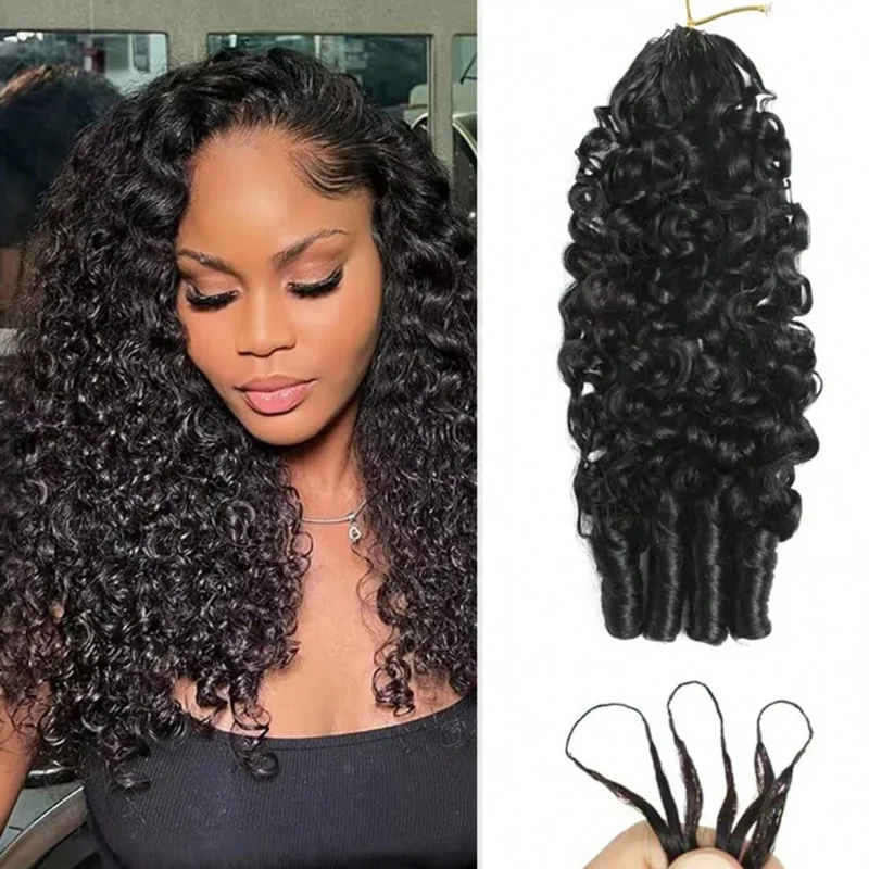 

Mother'sDayGift Boho Braids Burmese Curly Crochet Human Hair 20 Inch 60g Knotless Pre-Separated Feather Human Jerry Curly Hair