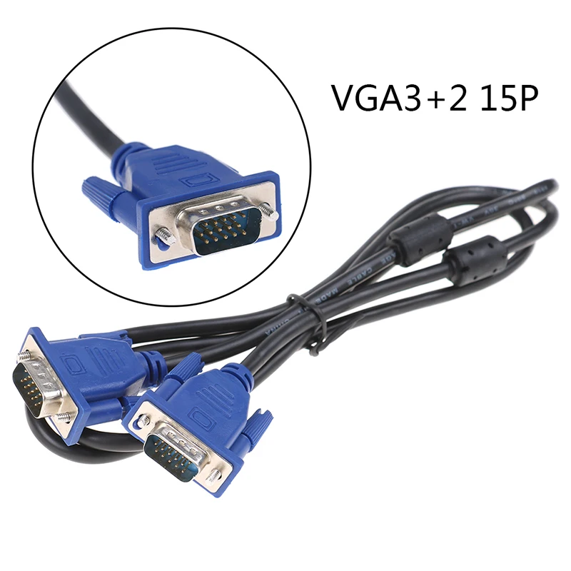 1.5M Computer Monitor VGA3+2 Cable 15Pin Connector For PC TV Adapter Converter