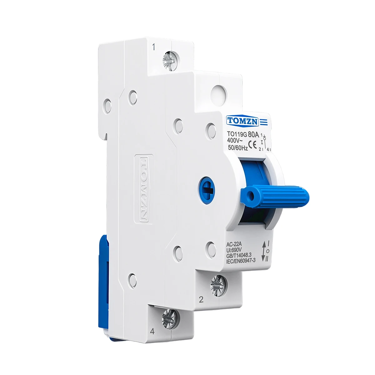 TOMZN TO419G Changeover Switch 1234P 400V~ 80A MTS Dual Power Manual Transfer Isolating Interlock Circuit Breaker Disconnectable