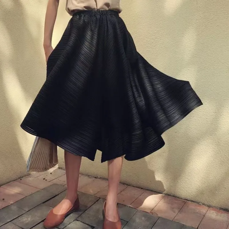 Summer Spring Women's Wear Skirt-Trousers Wide-Leg Trousers Pleated Asymmetrical Loose-Fitting New Arrivals Fashionable Design