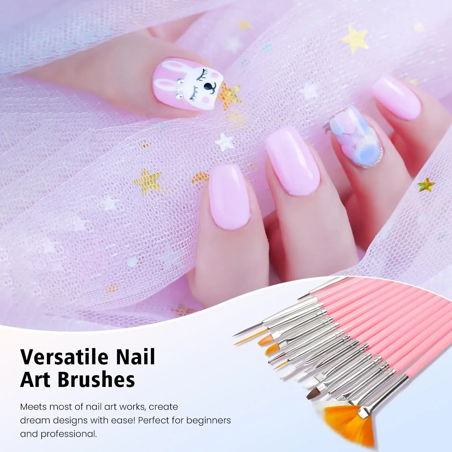 23-teiliges Nail-Art-Set, Nagelbürsten, Punktierstifte, Präsentationsständer, doppelseitiges Klebeband, Maniküre-Werkzeuge für Heimwerker und Salon