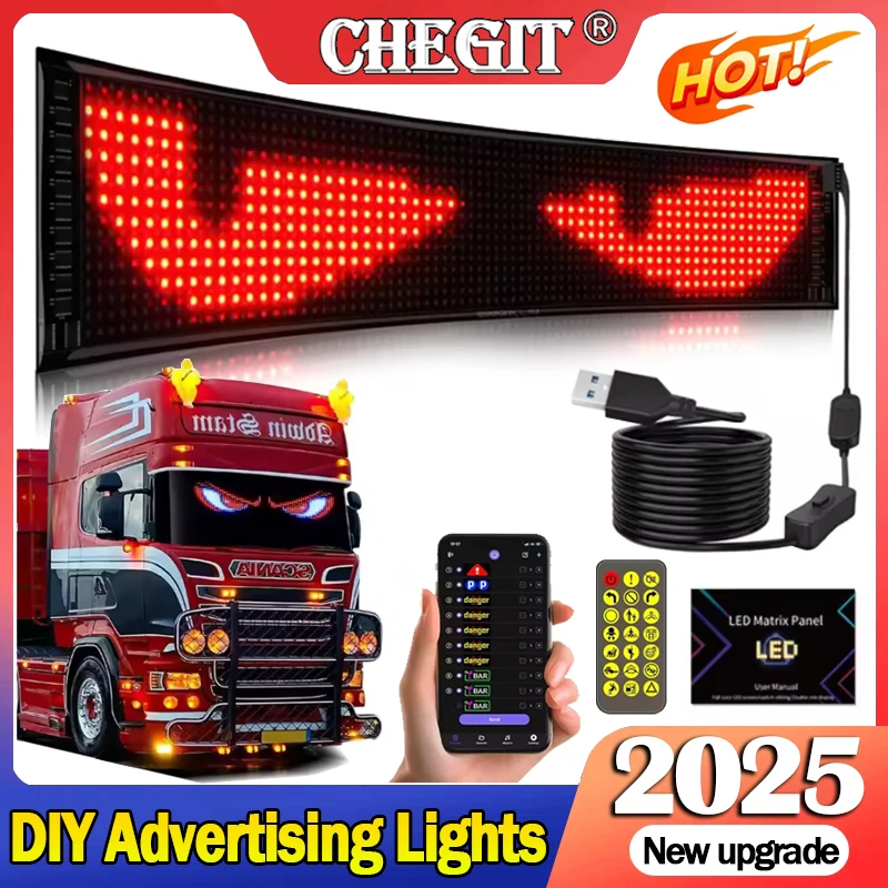 diyトラック-車用フレキシブルディスプレイライトrgb-ledマトリックスピクセルスクリーンbluetoothアプリ制御プログラマブルアニメーション広告看板