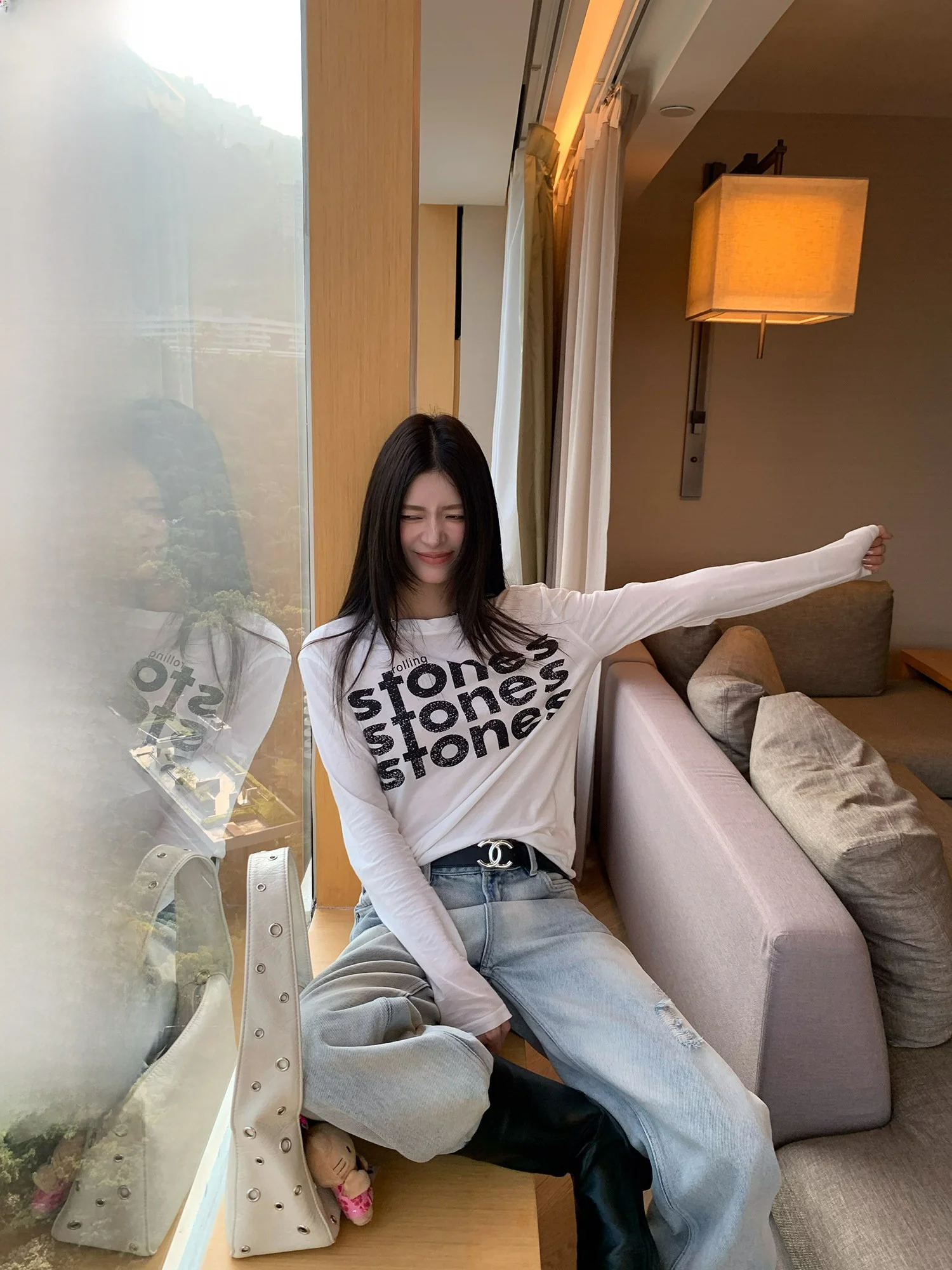 

Полупрозрачная вязаная футболка с длинным рукавом и буквенным принтом Lazy Sle, в стиле Dental Retainer Big Wang Wed Magazine, повседневная мода