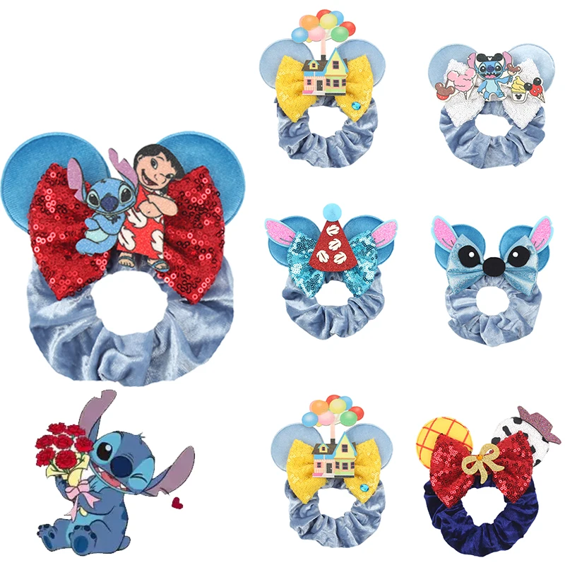 2026 Niedliche Stitch Mausohren Haargummis für Mädchen und Frauen, elastischer Pferdeschwanzhalter, Kopfschmuck, Disney Ohren Haar-Accessoires für Kinder