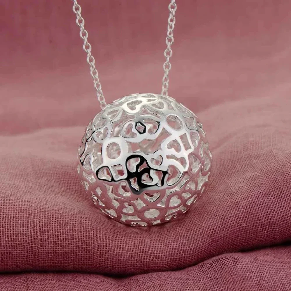 Special offer 925 sterling silver Pretty big Ball Pendant Necklaces for woman Charms Fashion Jewelry wedding Party Holiday gifts