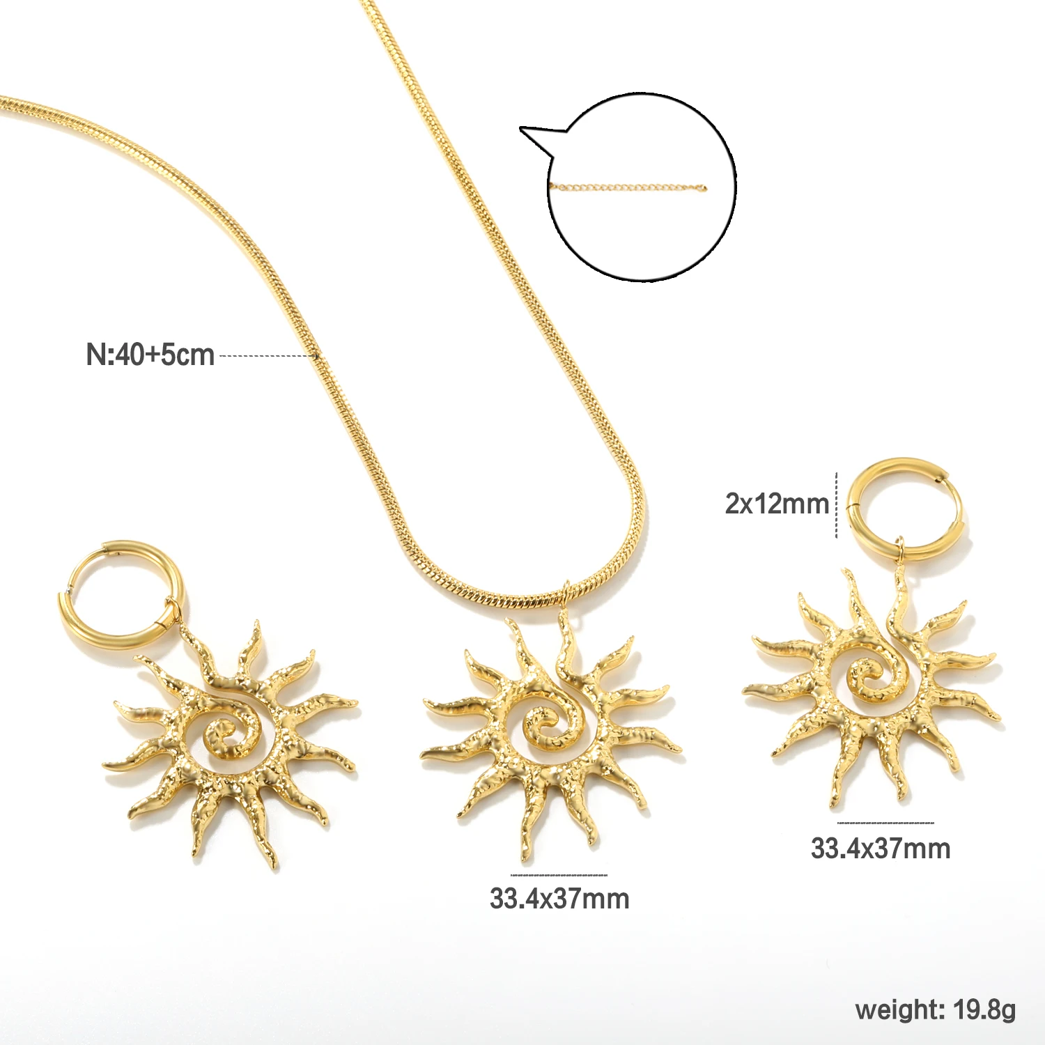 Women's Circular Shell Necklace & Earring Set, Wedding Party