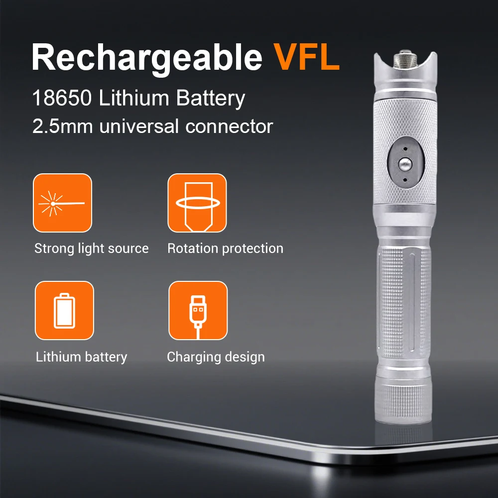 TM538 10-60MW Light VFL Visual Fault Locator,Recargable Red Laser Pen FTTH Fiber Optic Cable Test