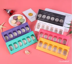 10pcs Macaron packaging Box High-End French Biscuit Candy Carton Window Open PET Transparent 6 Grain Baking DrawerType