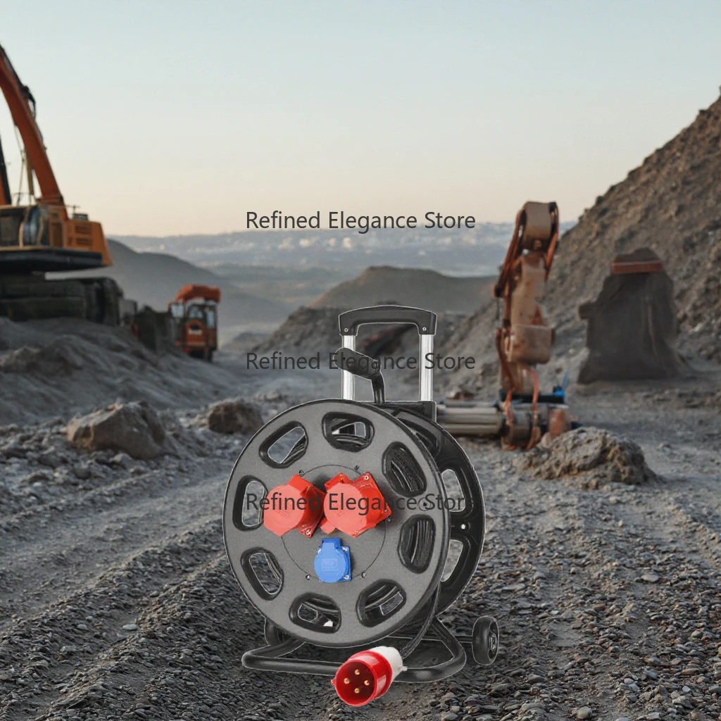 Industrial Waterproof Explosion-Proof 380V Three-Phase Four-Wire 16A 50m PVC Cable Reel Mobile Power Extension Cable Winder