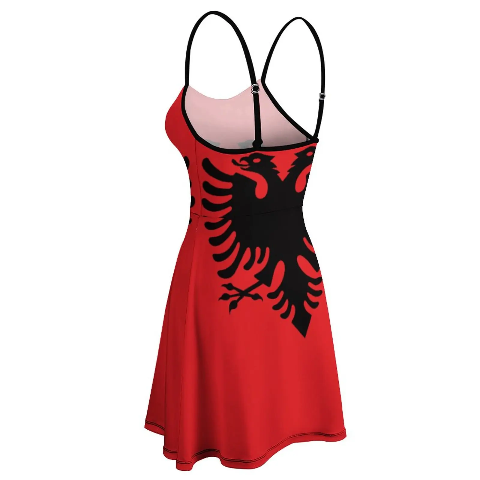 Sexy Woman\'s Clothing Strappy Dress Albania Flag Women\'s Sling Dress Funny Cocktails Funny Novelty