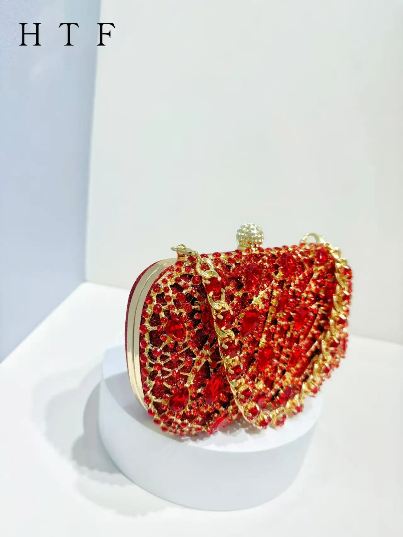Women Red Crystal Evening Bags Lady Stone Handbag Bridal Diamond Clutch Purse Female Metal Minaudiere Wedding Party Clutches Bag - Image 4