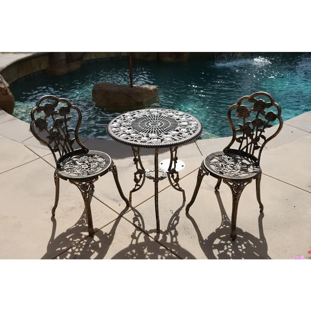 

НАБОР БИСТРОЙ НАРУЖНОЙ ПАТИО МЕБЛЯ 3-ШТАВЫЙ РОЗОВЫЙ УЗЕЛЕНЫЙ КОРИЧНЕВЫЙ АНТИККУЛЬНЫЙ БРОНЗОВЫЙ ФИНЕШЫЙ ХСТЯК И АЛЮМИНИЕВЫЙ