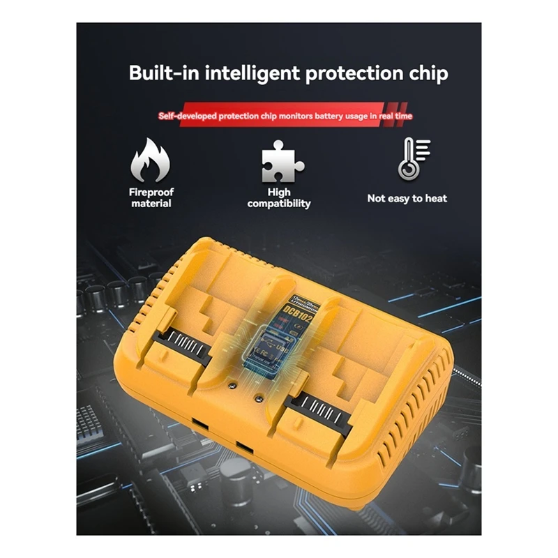 L47A-DCB102 Double Charger For Dewalt 12V 20V Lithium  Battery Charger